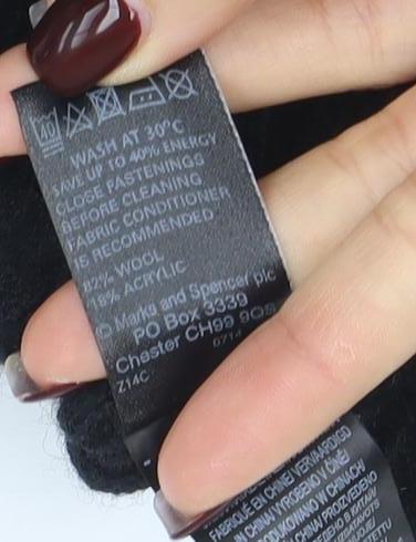 Marks and Spencer Women's Black Wool Biker Jacket Size 8