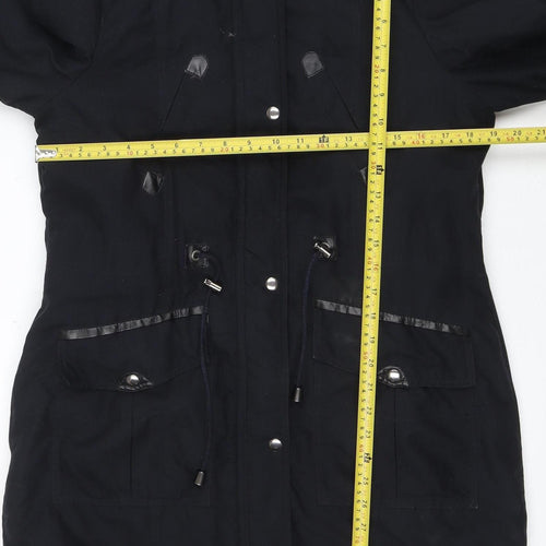 Dorothy Perkins Women’s Black Faux Fur Hooded Parka Coat Size 12