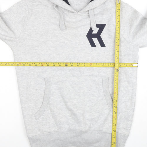 French Connection Men's Grey Pullover Hoodie M Logo Cotton Blend