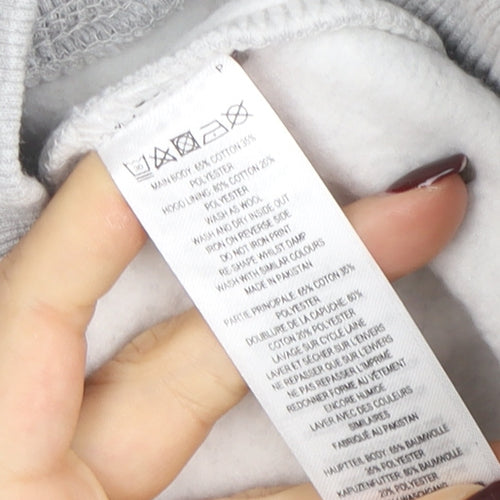 French Connection Men's Grey Pullover Hoodie M Logo Cotton Blend