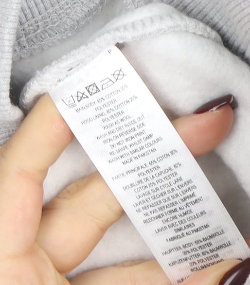 French Connection Men's Grey Pullover Hoodie M Logo Cotton Blend