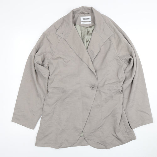 Weekday Women Beige Blazer Size 8 Classic Mid-Length Jacket
