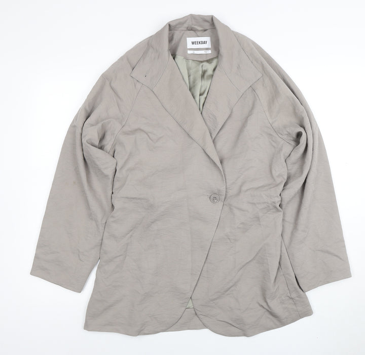 Weekday Women Beige Blazer Size 8 Classic Mid-Length Jacket