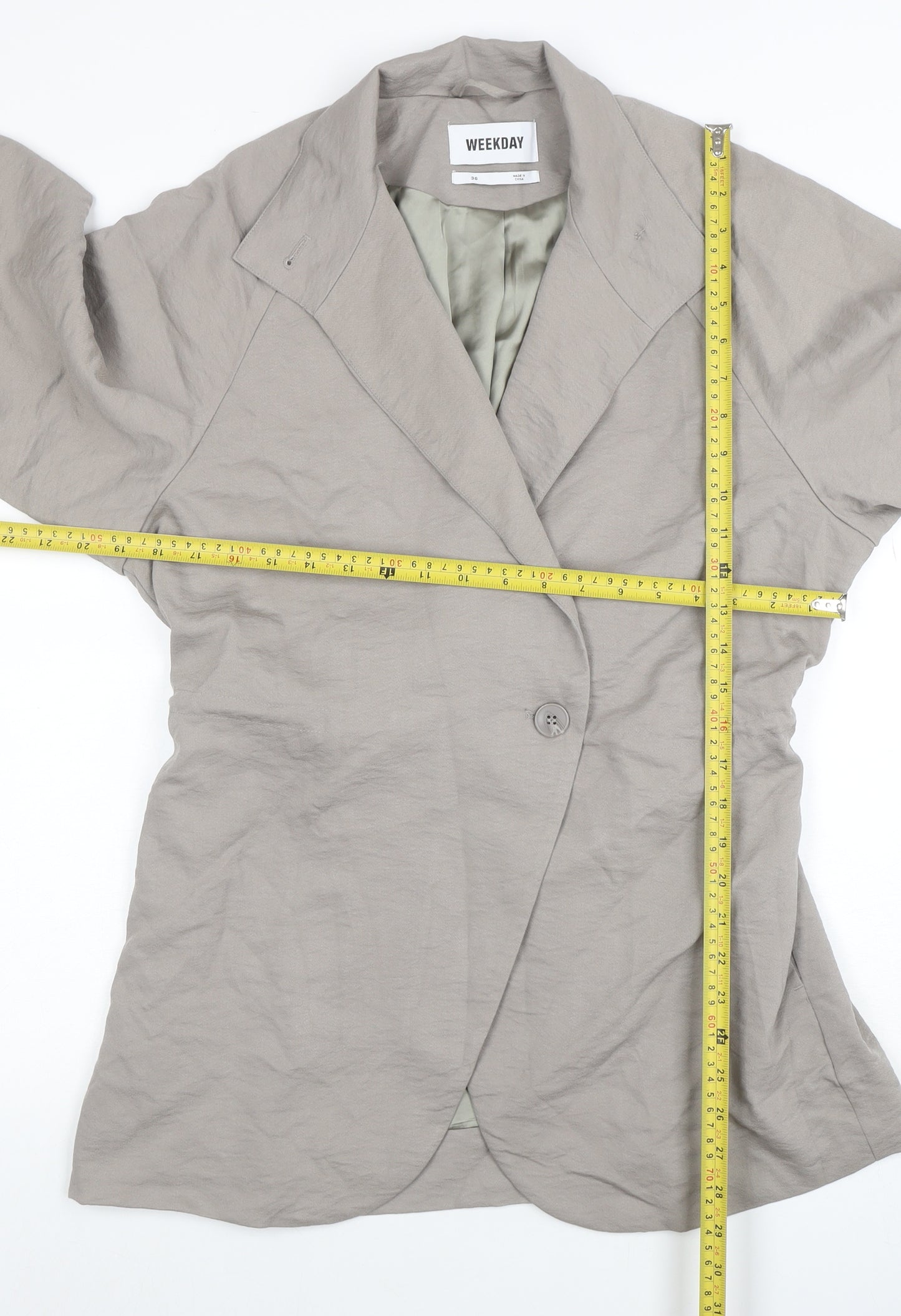 Weekday Women Beige Blazer Size 8 Classic Mid-Length Jacket
