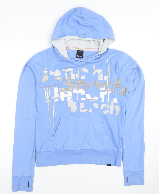 Bench Women Blue Hoodie Medium Pullover Graphic Cotton Sweatshirt