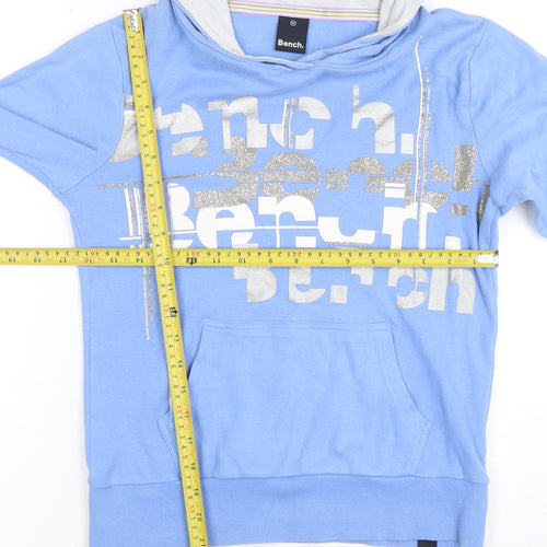 Bench Women Blue Hoodie Medium Pullover Graphic Cotton Sweatshirt