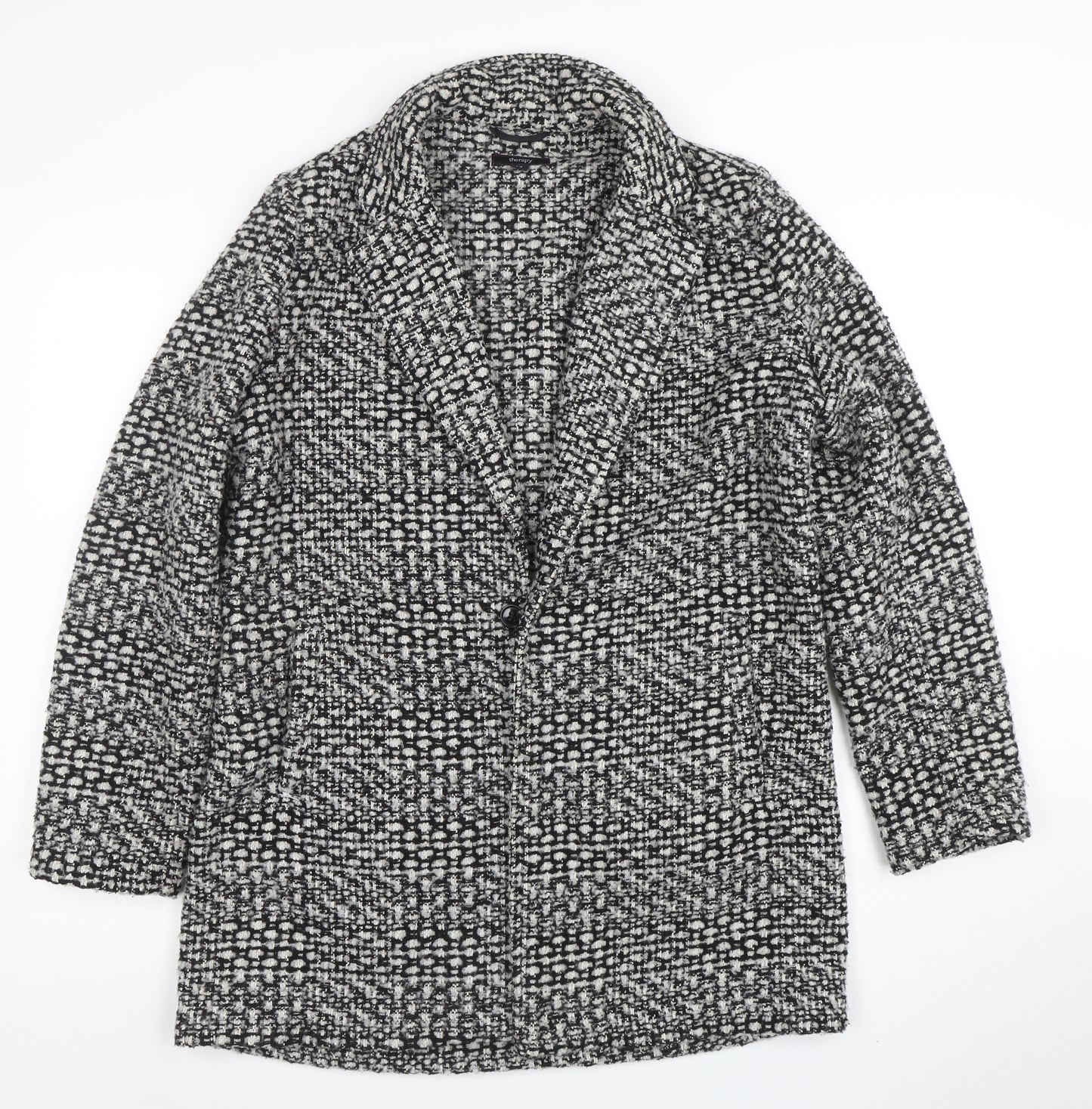 Therapy Women’s Grey Tweed Mid-Length Overcoat Size 14