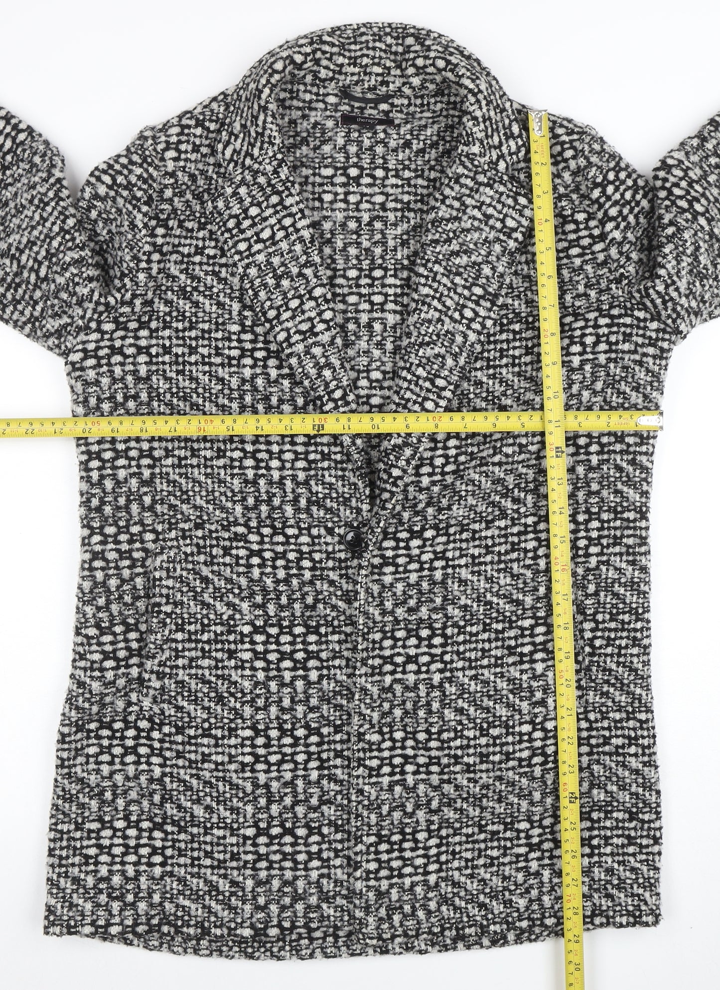Therapy Women’s Grey Tweed Mid-Length Overcoat Size 14