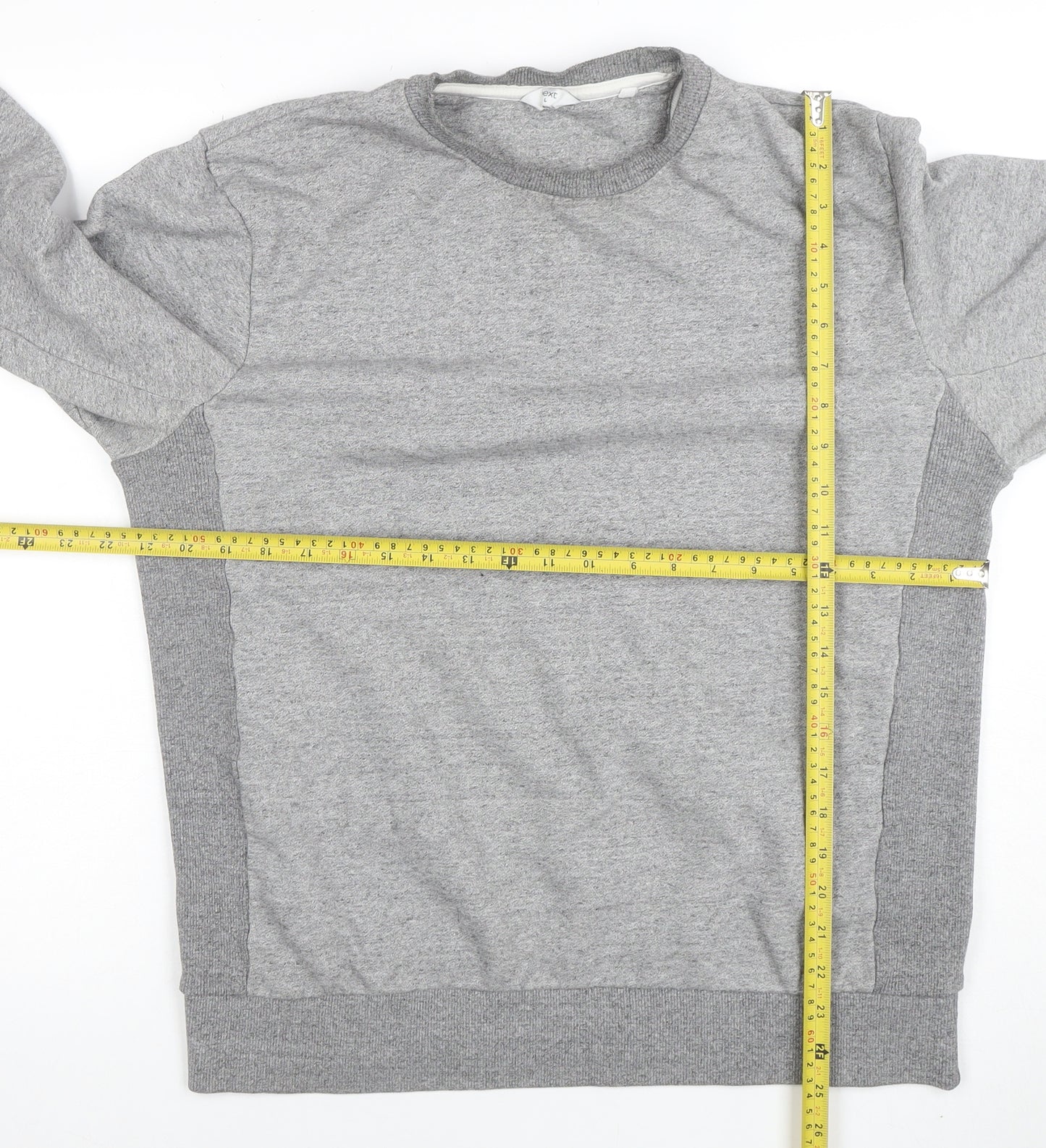 Next Men's Grey Cotton Pullover Sweatshirt Size L Regular Fit