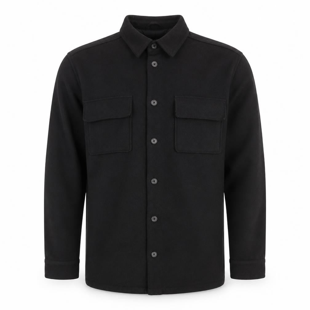 Front view of ASOS DESIGN Men's Black Mid-Length Wool Blend Jacket M 40in