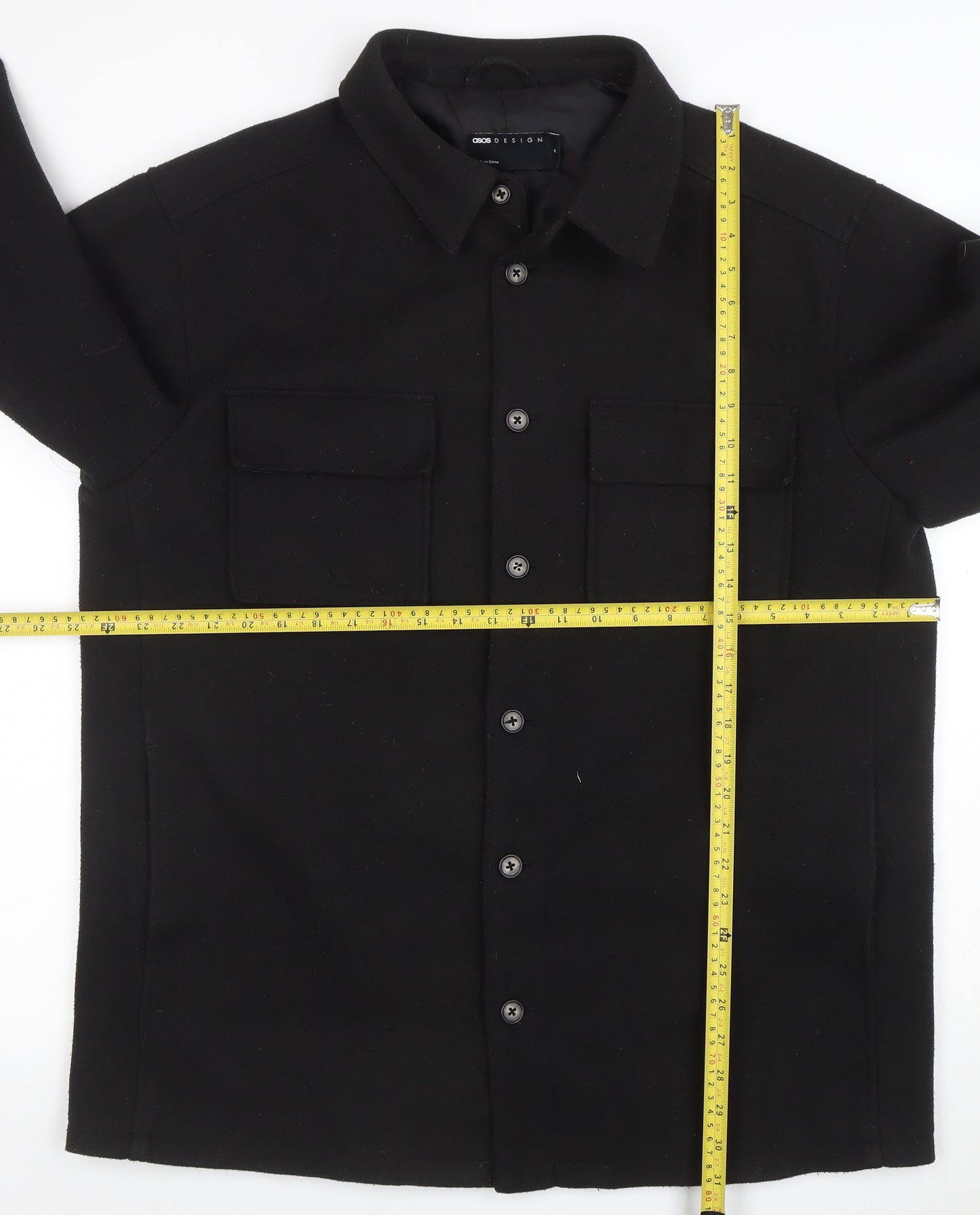 ASOS DESIGN Men's Black Mid-Length Wool Blend Jacket M 40in