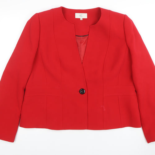 CC Women Red Tailored One-Button Blazer Jacket Size 18