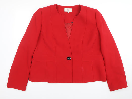 CC Women Red Tailored One-Button Blazer Jacket Size 18