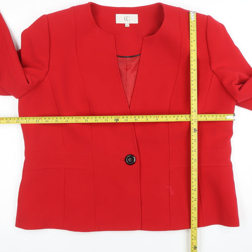 CC Women Red Tailored One-Button Blazer Jacket Size 18