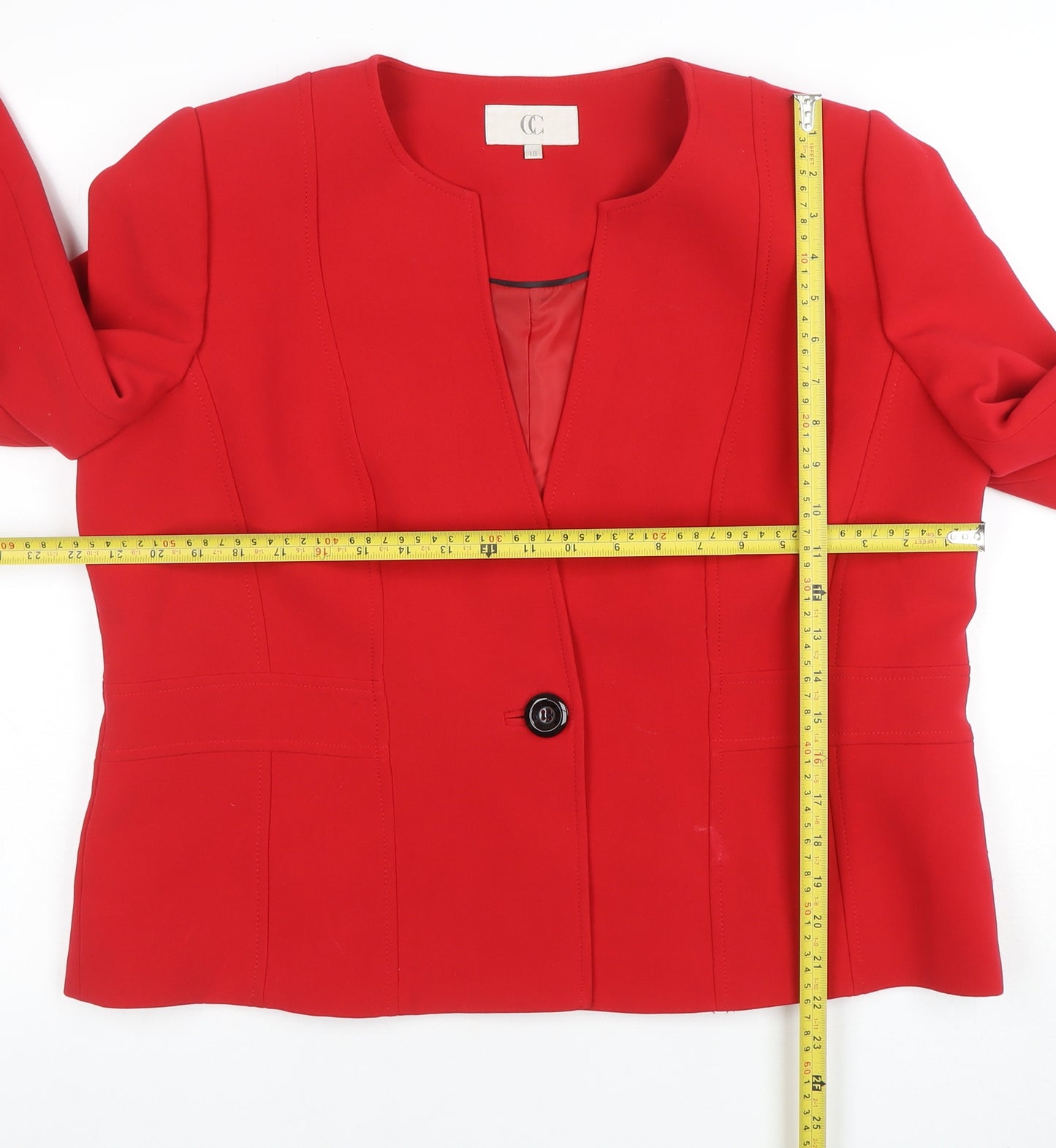 CC Women Red Tailored One-Button Blazer Jacket Size 18