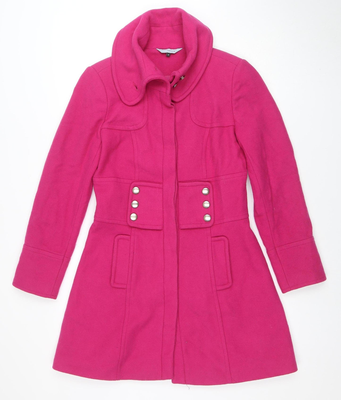 Red Herring Women's Pink Wool Blend Mid-Length Pea Coat Size 10
