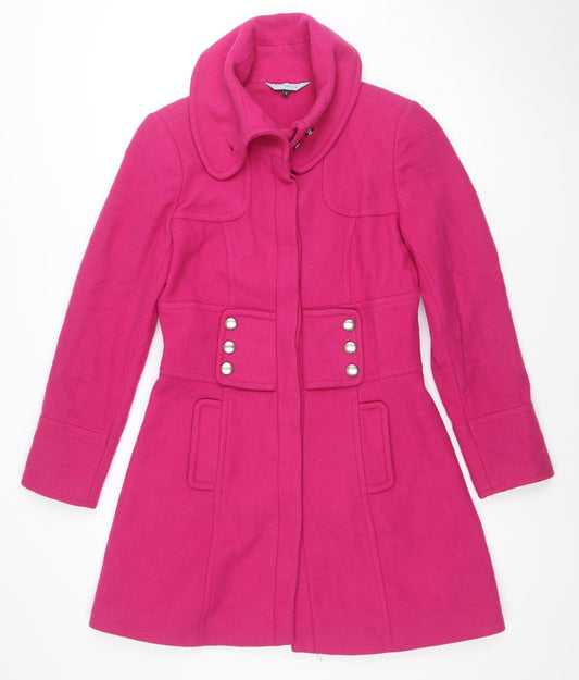 Red Herring Women's Pink Wool Blend Mid-Length Pea Coat Size 10