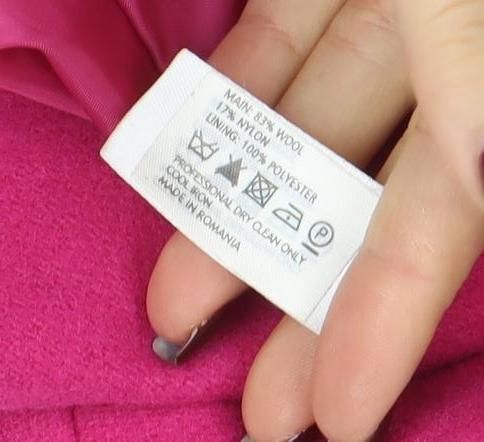 Red Herring Women's Pink Wool Blend Mid-Length Pea Coat Size 10