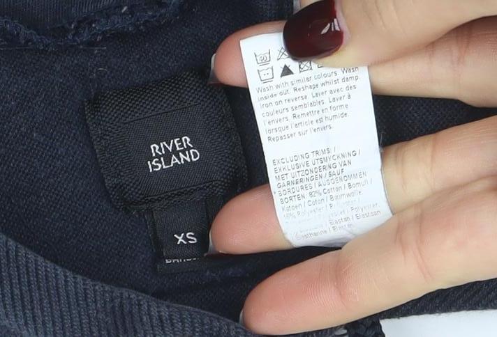 River Island Men’s Blue XS Pullover Hoodie with Logo