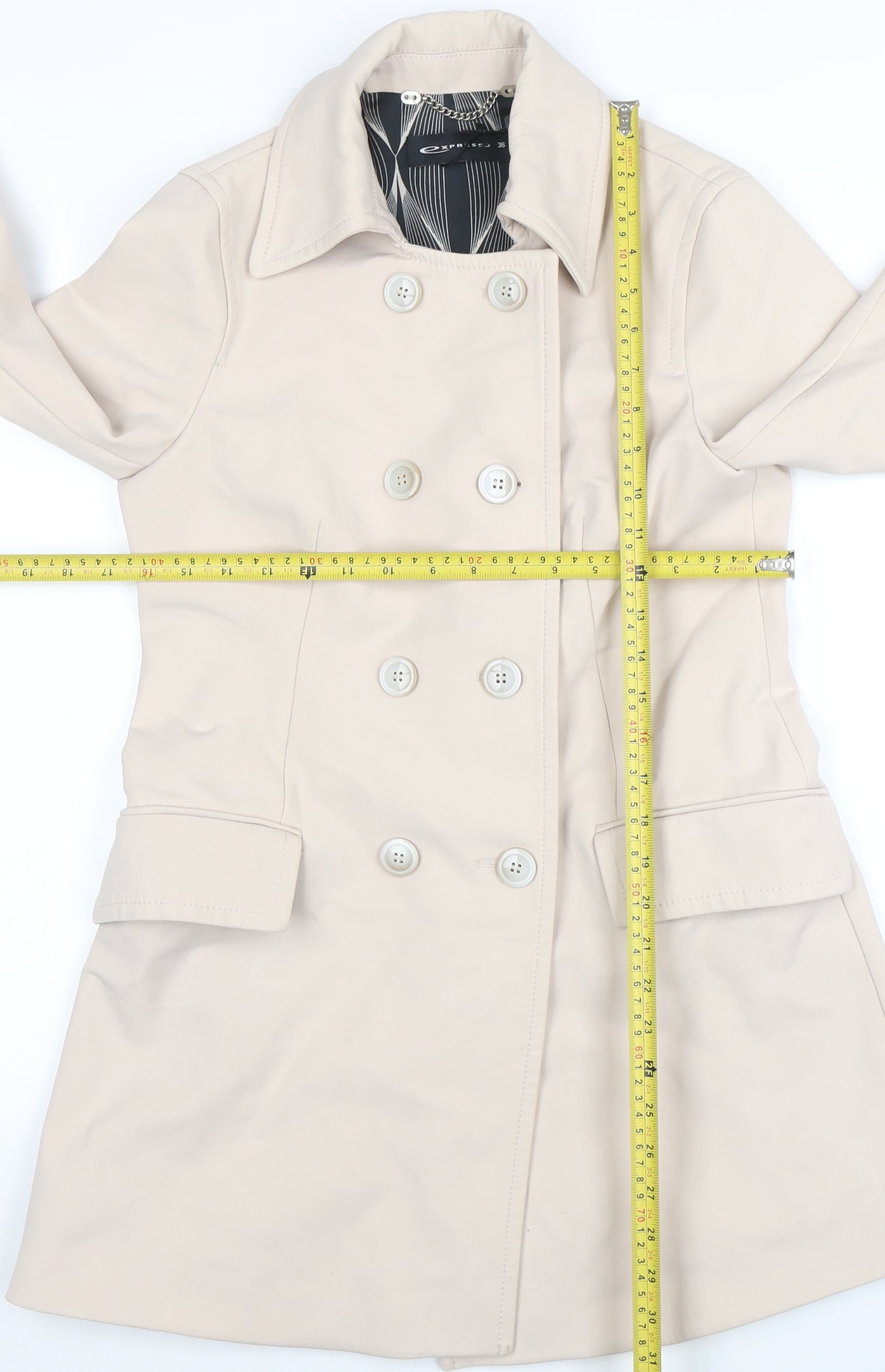 Expresso Women's Beige Trench Coat Size 10 Classic Mid-Length