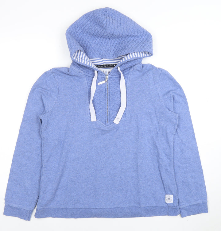 Maine New England Women's Blue 1/4 Zip Hooded Sweatshirt Size 14