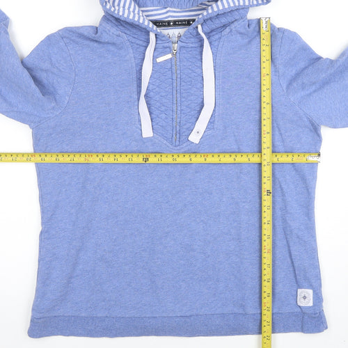 Maine New England Women's Blue 1/4 Zip Hooded Sweatshirt Size 14