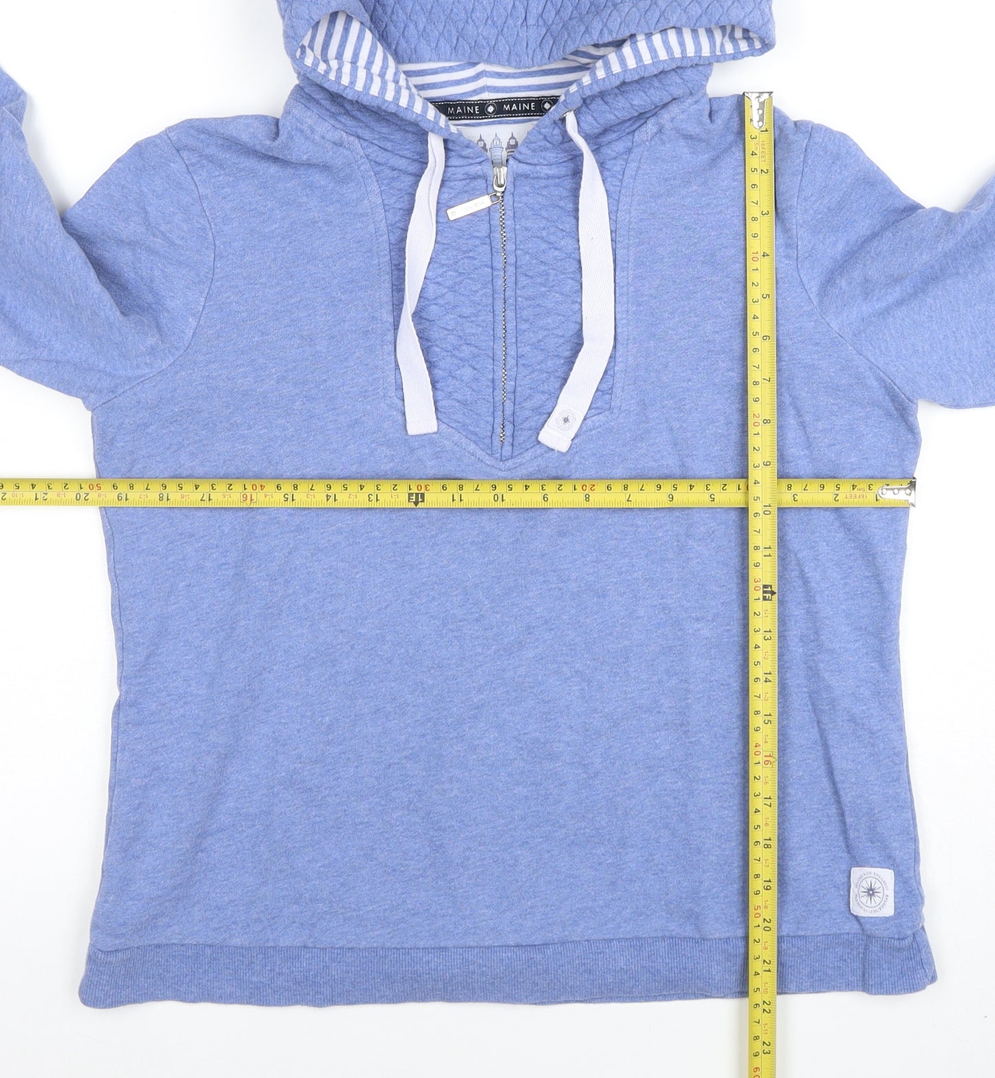 Maine New England Women's Blue 1/4 Zip Hooded Sweatshirt Size 14