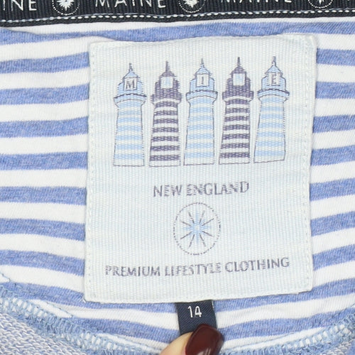 Maine New England Women's Blue 1/4 Zip Hooded Sweatshirt Size 14