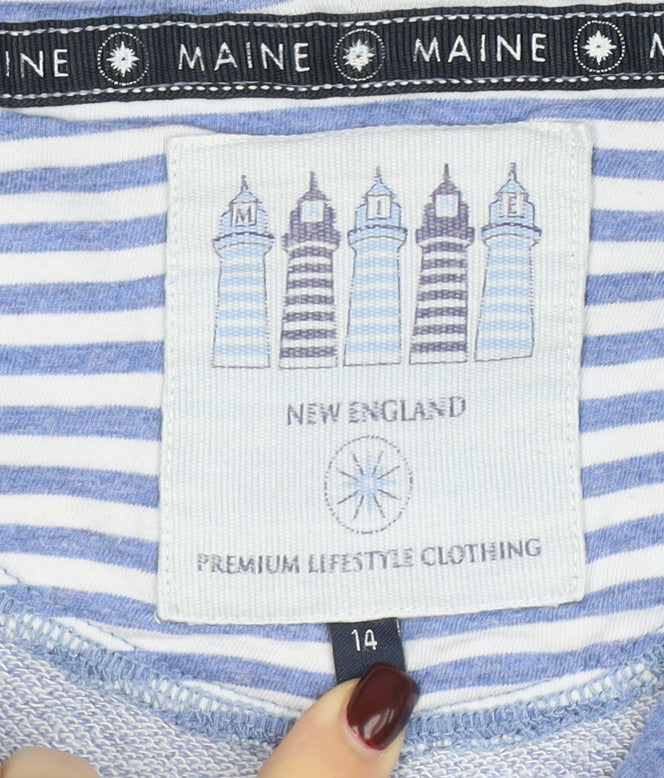 Maine New England Women's Blue 1/4 Zip Hooded Sweatshirt Size 14