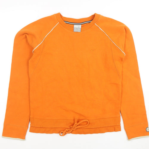 Nike Women Orange Long Sleeve Crew Neck Pullover Sweatshirt Size M