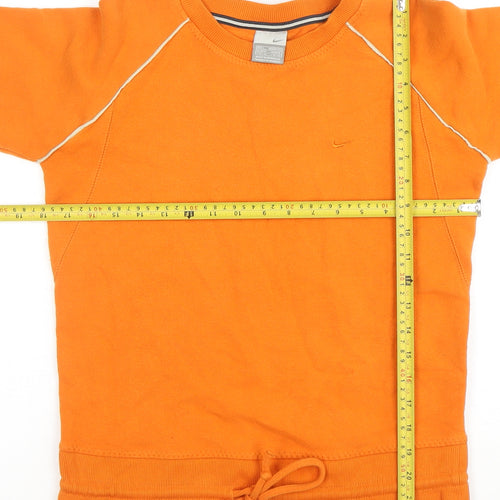 Nike Women Orange Long Sleeve Crew Neck Pullover Sweatshirt Size M