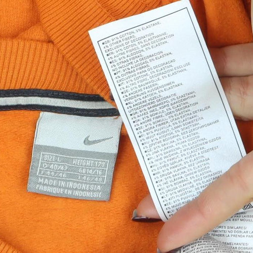 Nike Women Orange Long Sleeve Crew Neck Pullover Sweatshirt Size M