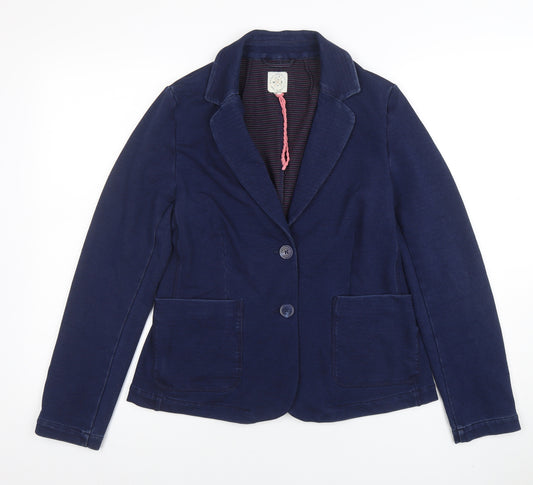 White Stuff Women's Blue Cotton Blend Jersey Blazer Size 12