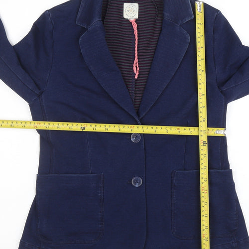 White Stuff Women's Blue Cotton Blend Jersey Blazer Size 12