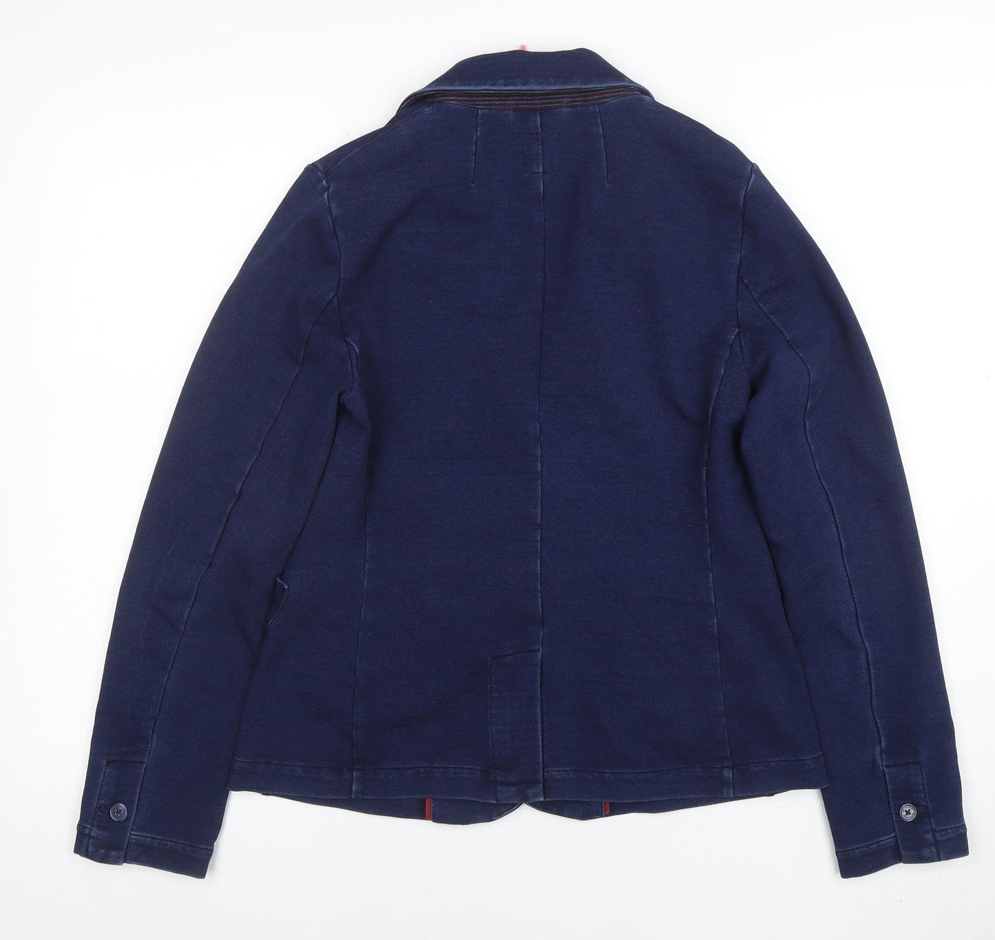 White Stuff Women's Blue Cotton Blend Jersey Blazer Size 12