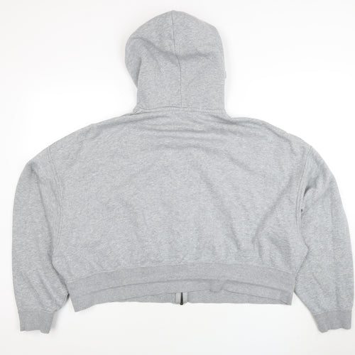 Nike Women Grey Full Zip Hoodie M Cotton Blend Logo Sportswear