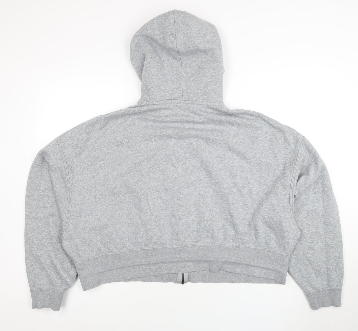 Nike Women Grey Full Zip Hoodie M Cotton Blend Logo Sportswear