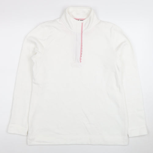 Love Leisure Women's White Size 10 Half Zip Fleece Sweatshirt
