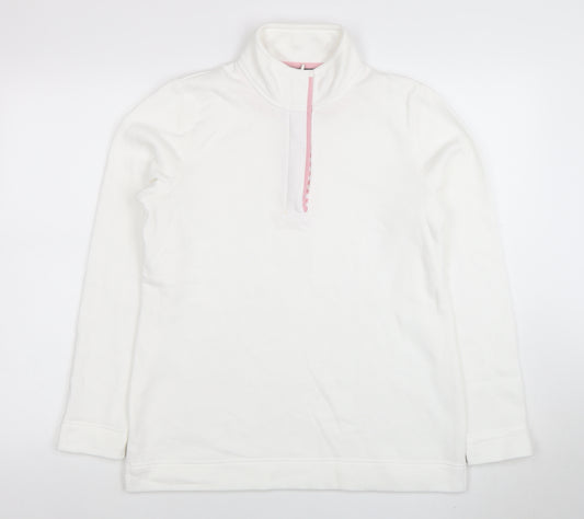 Love Leisure Women's White Size 10 Half Zip Fleece Sweatshirt