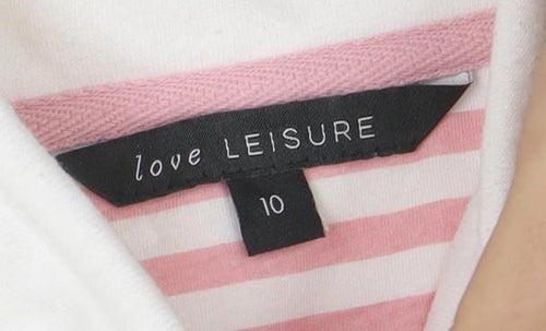 Love Leisure Women's White Size 10 Half Zip Fleece Sweatshirt