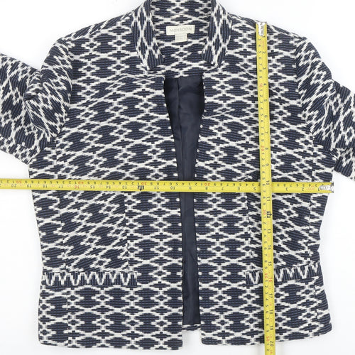 Monsoon Women's Blue Geometric Pattern Blazer Jacket Size 12