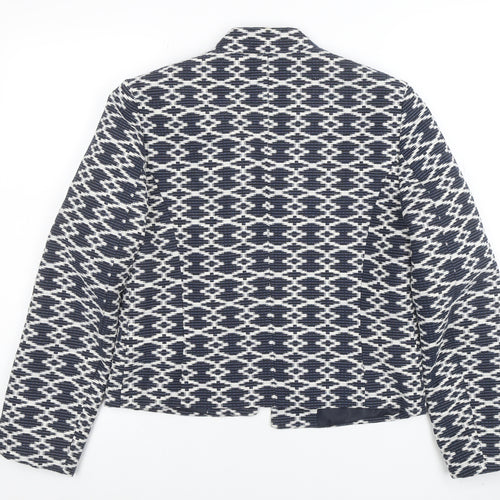 Monsoon Women's Blue Geometric Pattern Blazer Jacket Size 12