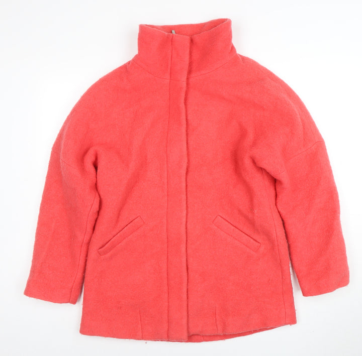 New Look Women’s Pink Wool Blend Mid-Length Zip Coat Size 12