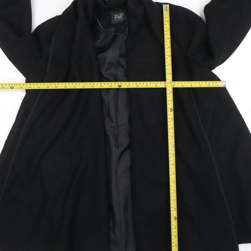 F&F Women's Black Wool Blend Mid-Length Coat Size 10