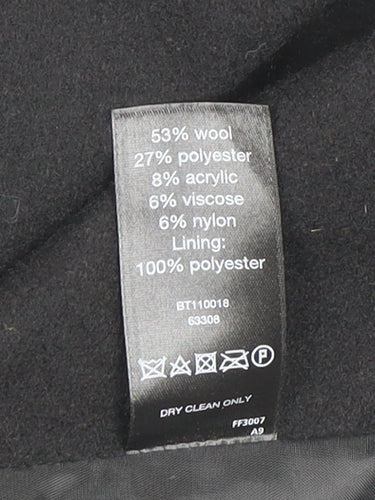 F&F Women's Black Wool Blend Mid-Length Coat Size 10