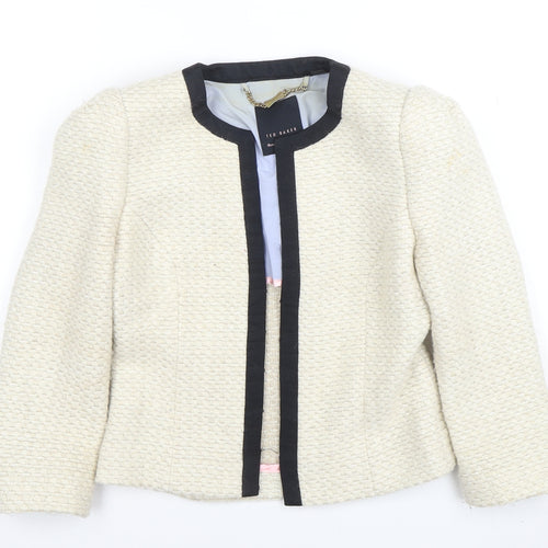 Ted Baker Women’s Ivory Woven Blazer Size 6 Classic Tailored Jacket