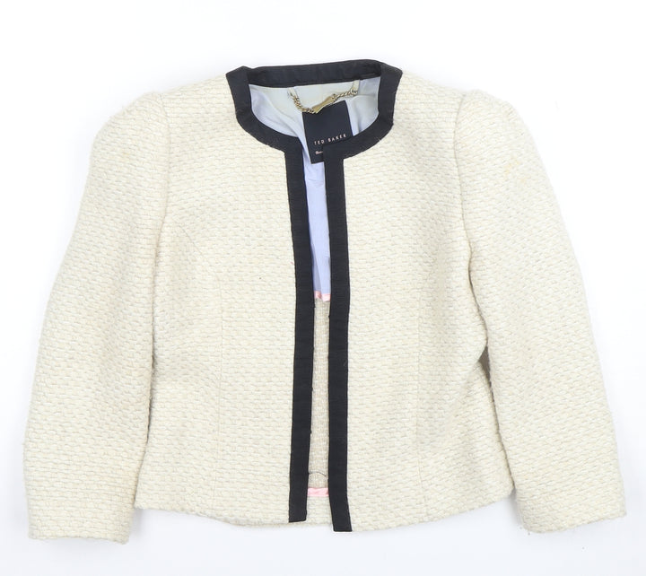 Ted Baker Women’s Ivory Woven Blazer Size 6 Classic Tailored Jacket