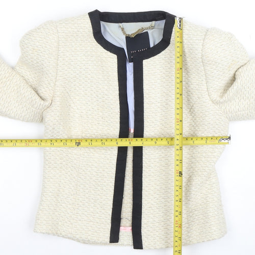 Ted Baker Women’s Ivory Woven Blazer Size 6 Classic Tailored Jacket