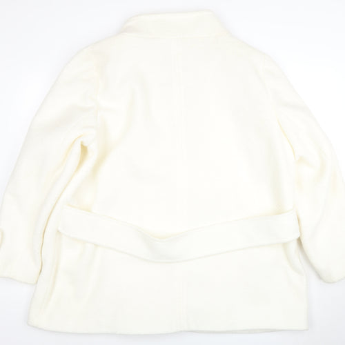 Next Women Ivory Wool Pea Coat UK 22 Double Breasted Winter Jacket