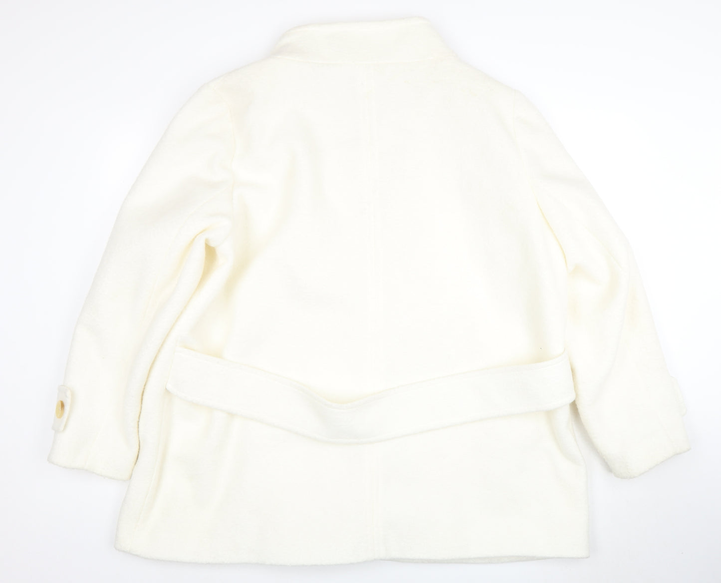 Next Women Ivory Wool Pea Coat UK 22 Double Breasted Winter Jacket